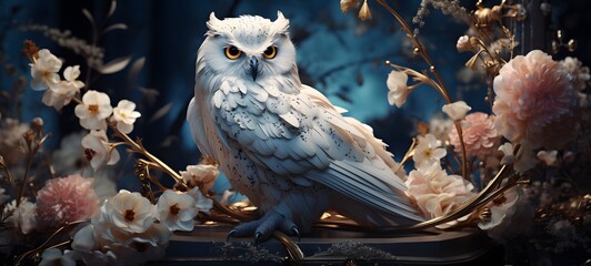 A white owl , a small creature made of glass that is sitting in the palm of your hand,generative AI