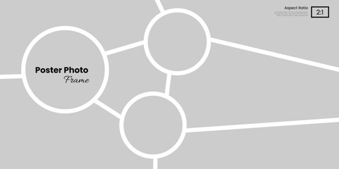 Creative 2:1 aspect ratio photo collage template with three circular frame placements