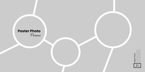 Simple blank collage template on a 2:1 poster featuring triple circle composition
