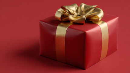 Fototapeta premium 3d rendering red Christmas gift box with red background.