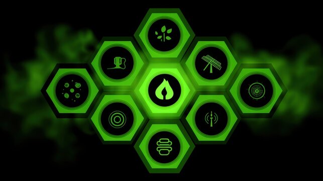 Innovative sustainability icons digital design eco-friendly concepts virtual space modern aesthetics