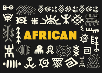 African tribal symbols tribal geometric shapes set