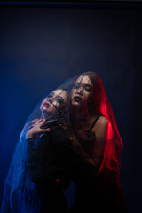 Surreal fantasy woman surrounded by soft cinematic glow.