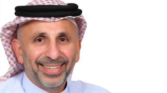 Smiling business professional saudi arabia portrait photography bright background close-up professionalism and approachability