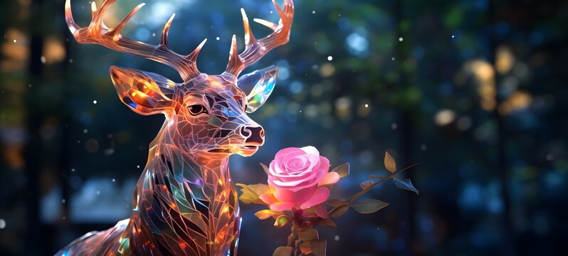 A rose , a small creature made of glass that is sitting in the palm of your hand,generative AI - Powered by Adobe