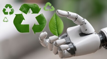 Innovative recycling initiatives urban environment digital art technology close-up sustainability awareness