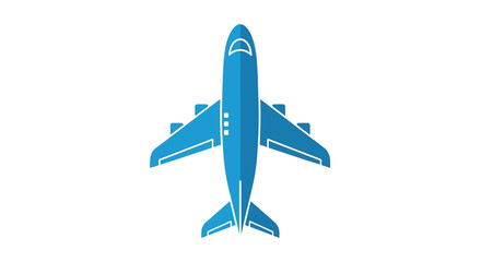 Stylized aerial airplane view in blue depicting travel and aviation industry symbol