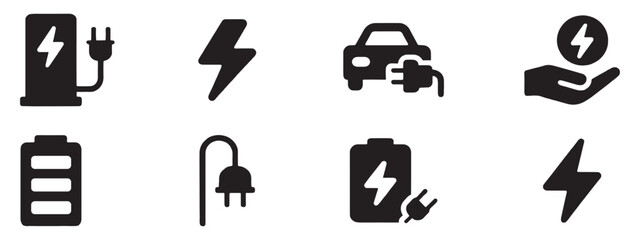 Car charging point icon. Electric plug symbol. Electricity sign. Electric car icon.
