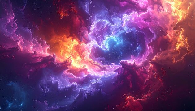 Colorful space nebula with swirling clouds of gas and dust, a cosmic scene