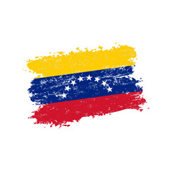 Venezuela national flag in grunge brush stroke style, isolated vector illustration