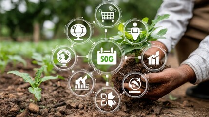 Sustainable agriculture practices modern farm infographic outdoor up close promoting eco-friendly farming initiatives