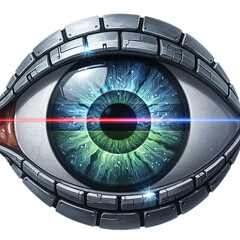 Cyber eye representing surveillance and futuristic vision.