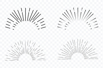 Vintage starburst. Sunburst shapes, bursting sun rays, sunshine. Boho style, modern minimalist bohemian design. Set of round shaped frames.  Luxury design emblem.