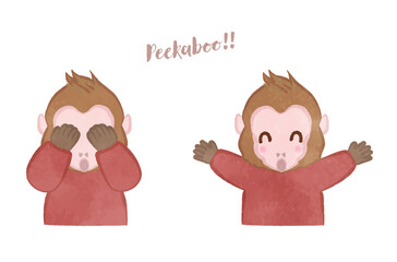 Cute monkey playing peekaboo !!