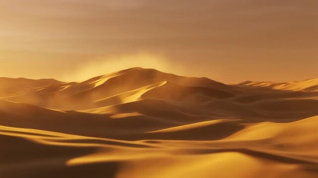 Golden Sunset Over Desert Dunes