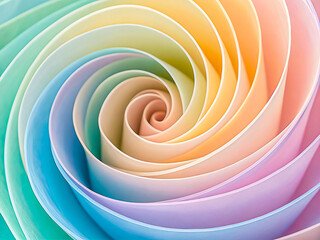 Colorful abstract swirl of translucent material reflecting light in soft pastels