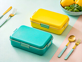 Stylish Teal and Yellow Food Containers for Healthy Meal Prep