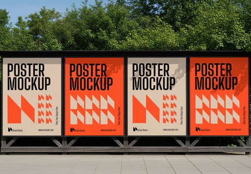 Outdoor Street Poster Display Mockup