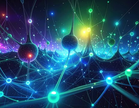 Abstract glowing neural network symbolizing artificial intelligence and machine learning