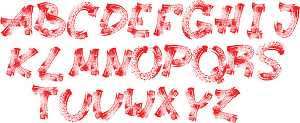 Alphabet letters formed from delicate pink and red flowers on a white background