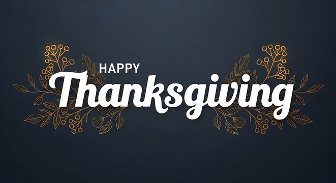 Happy thanksgiving text with decorative elements