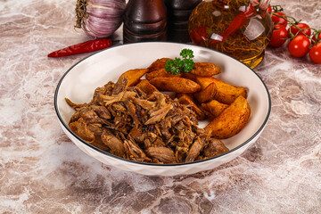 Baked shredded pork with potato