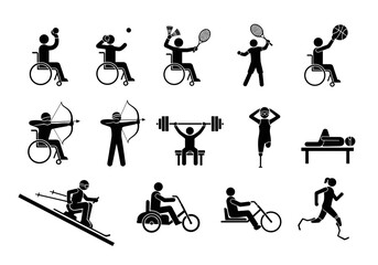 Empowering disability sports silhouette collection showcasing diverse athletic achievements and inclusive competition in action
