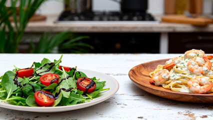 SaladAndShrimpPastaDishes