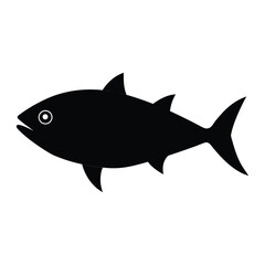 Amberjack Fish Silhouette Vector on White Background