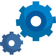 Two Blue Gears Interlocking in Motion Representing Mechanical Engineering and Industrial Collaboration on Transparent Background