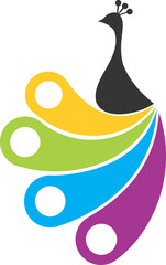 peacock abstract design vector logo on abstract colorful bird