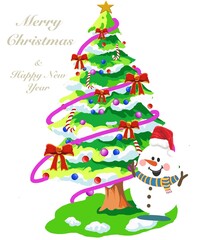 christmas tree with snowman