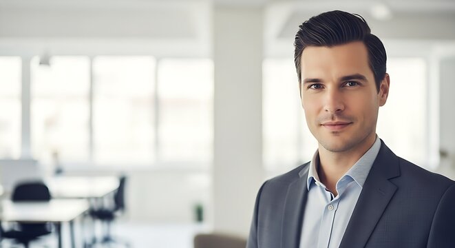 Professional Business Man Confidently Posing in a Modern Office Setting