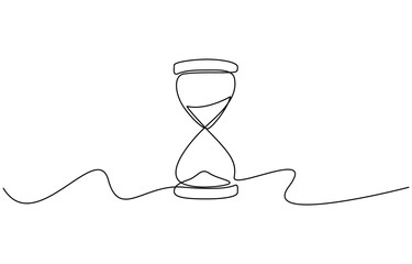 Sand hourglass continuous one line drawing illustration, Isolated on transparent background