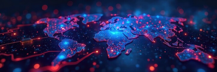 A diverse network of interconnected servers and devices seamlessly exchanging data, symbolizing the power of integrated technologies in modern infrastructure , high speed, modern technology