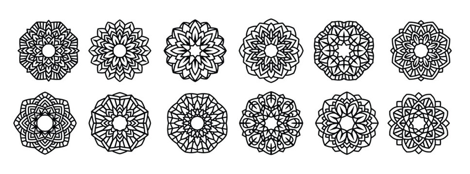 lotus vector mandala vector template set for cutting