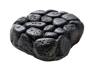 Black basalt stone stack isolated on transparent or white background, png