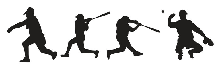 collection of baseball player silhouettes