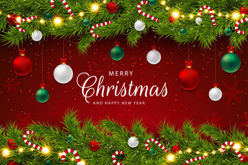 christmas background with christmas tree vector illustration