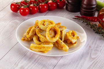Roasted squid rings snack appetizer
