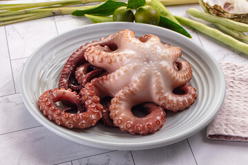 Gourmet boiled octopus in the plate