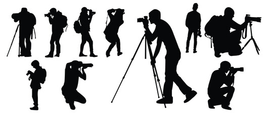 photographer silhouette vector collection paparazzi