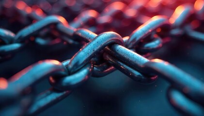 Close-up shot of interconnected metal chains moving in a synchronized, rhythmic pattern, demonstrating the concept of linked motion and mechanical coordination , iron, design, synchronicity