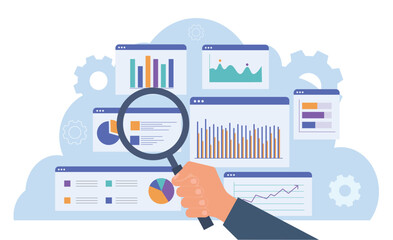 Business data analytics research concept. finance investment graph analysis report dashboard