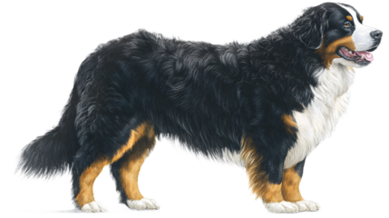 Bernese mountain dog standing profile