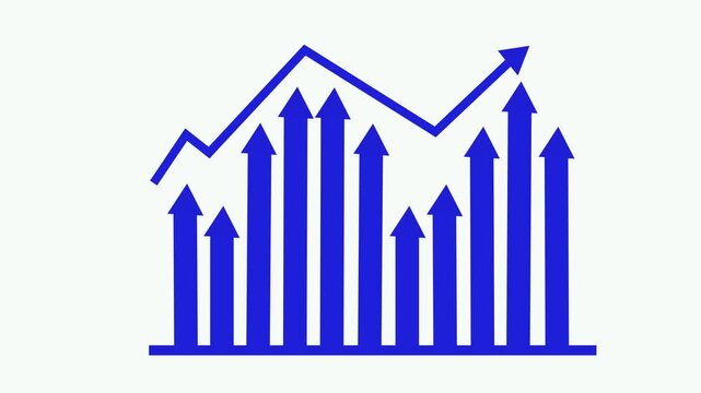 Arrows Indicating Growth and Decline, Infographic Style Business Report with Animated Bar Graph and Charts