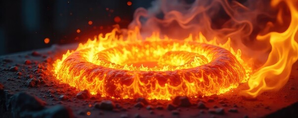 Intense swirling flames exhibiting complex combustion patterns in a controlled environment, ideal for scientific or industrial applications , thermal imaging, temperature, heat transfer