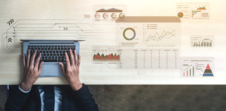 A financial and marketing KPI dashboard for business analytics and strategy. A report showing profit, revenue, and customer conversion rate data. Motif