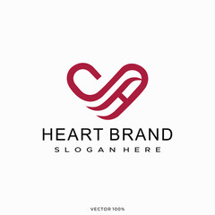 Modern Pink Line Art Heart Brand Logo