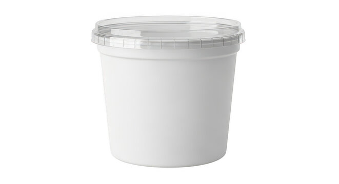 Blank white plastic bucket with transparent lid